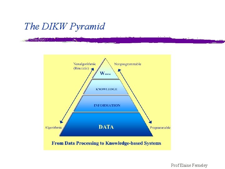 The DIKW Pyramid Prof Elaine Ferneley 