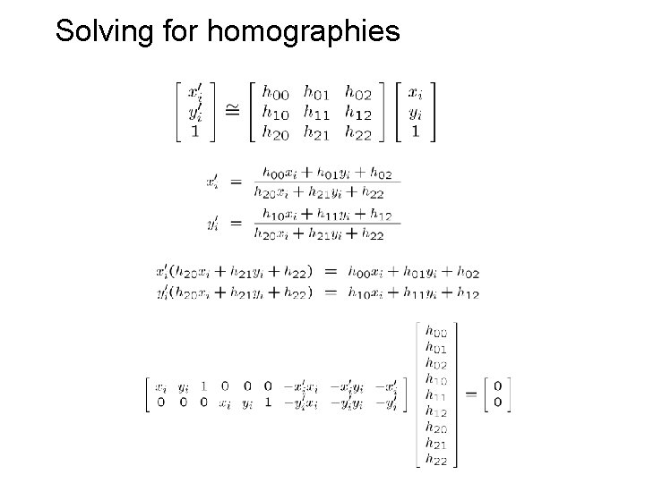 Solving for homographies 