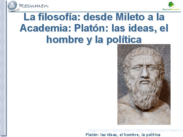 La filosofía: desde Mileto a la Academia: Platón: las ideas, el hombre y la