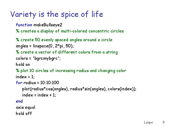 Variety is the spice of life function make. Bullseye 2 % creates a display