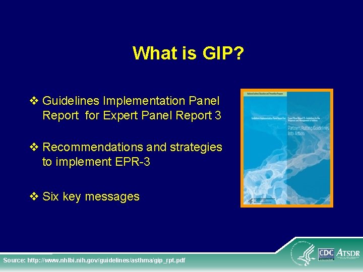 What is GIP? v Guidelines Implementation Panel Report for Expert Panel Report 3 v