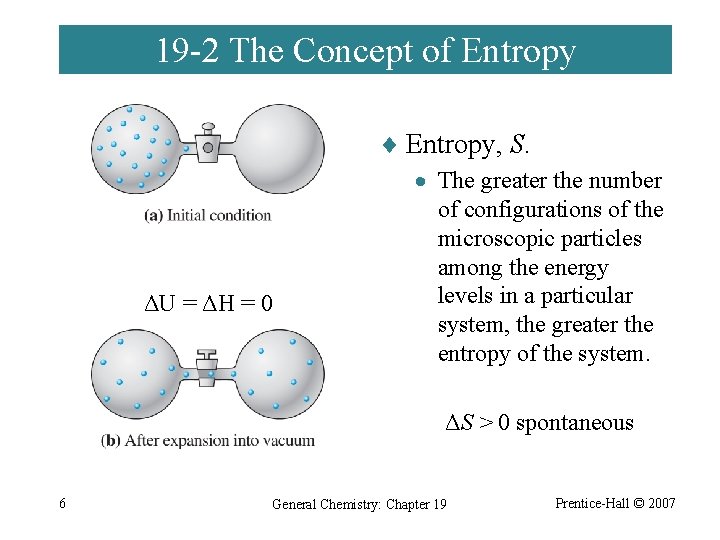 19 -2 The Concept of Entropy ¨ Entropy, S. ΔU = ΔH = 0