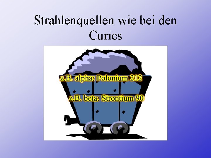 Strahlenquellen wie bei den Curies 