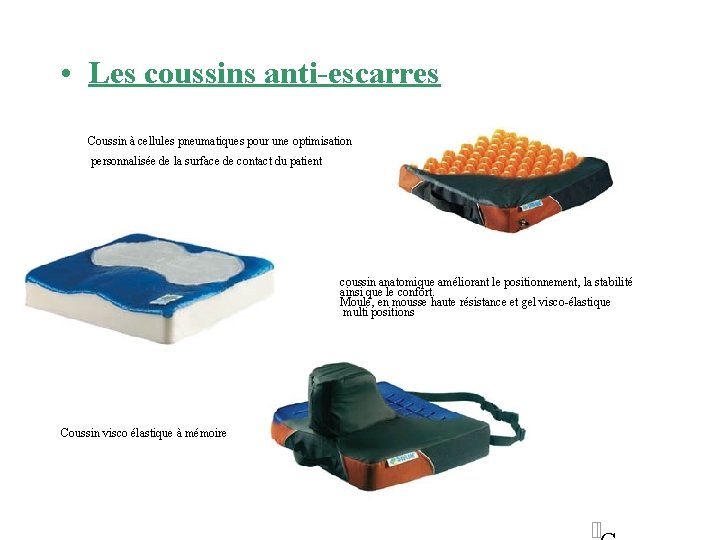  • Les coussins anti-escarres Coussin à cellules pneumatiques pour une optimisation personnalisée de