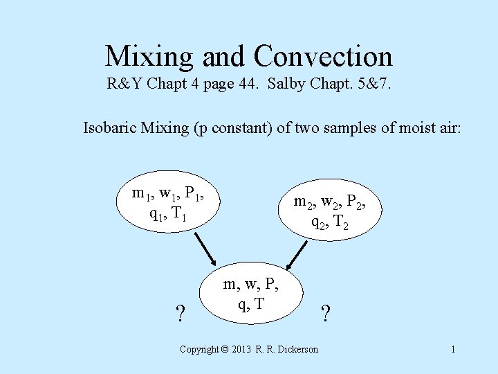 Mixing and Convection R&Y Chapt 4 page 44. Salby Chapt. 5&7. Isobaric Mixing (p