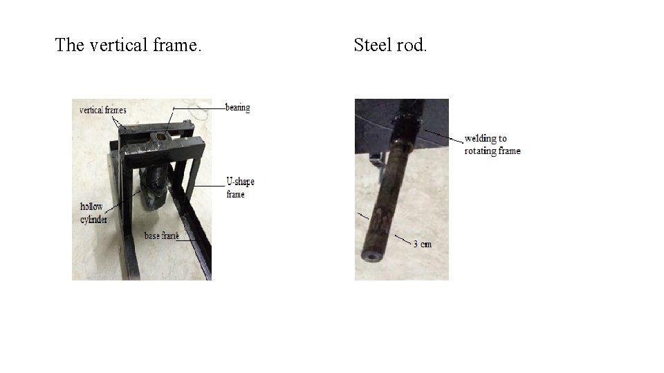The vertical frame. Steel rod. The vertical frame. Steel rod.