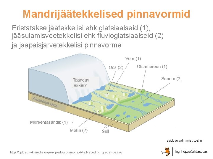 Mandrijäätekkelised pinnavormid Eristatakse jäätekkelisi ehk glatsiaalseid (1), jääsulamisveetekkelisi ehk fluvioglatsiaalseid (2) ja jääpaisjärvetekkelisi pinnavorme