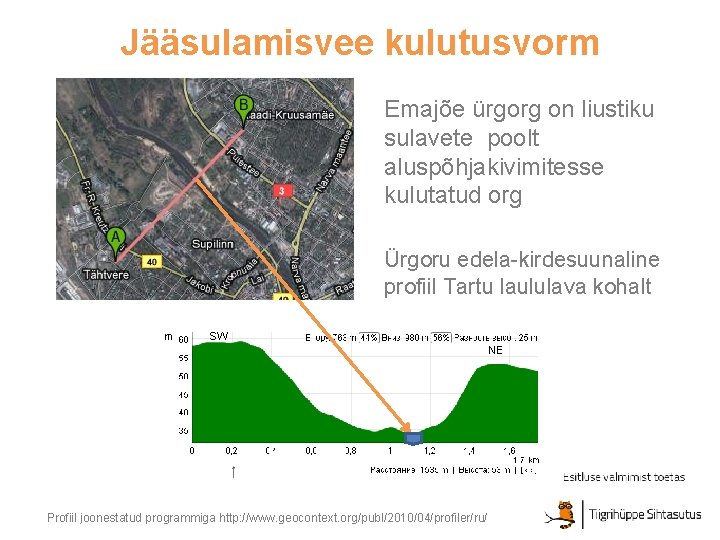 Jääsulamisvee kulutusvorm Emajõe ürgorg on liustiku sulavete poolt aluspõhjakivimitesse kulutatud org Ürgoru edela-kirdesuunaline profiil