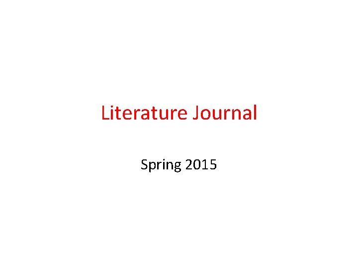 Literature Journal Spring 2015 