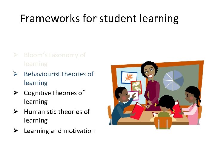 Frameworks for student learning Ø Bloom’s taxonomy of learning Ø Behaviourist theories of learning