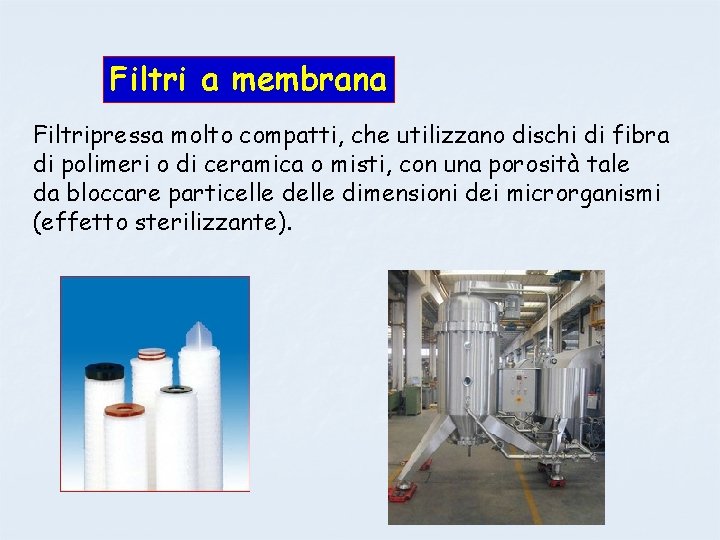 Filtri a membrana Filtripressa molto compatti, che utilizzano dischi di fibra di polimeri o