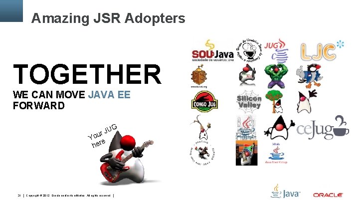 Amazing JSR Adopters TOGETHER WE CAN MOVE JAVA EE FORWARD JUG r u Yo