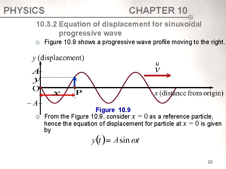 PHYSICS CHAPTER 10 10. 3. 2 Equation of displacement for sinusoidal progressive wave ¡ PHYSICS CHAPTER 10 10. 3. 2 Equation of displacement for sinusoidal progressive wave ¡