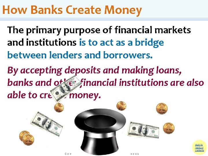 How Banks Create Money The primary purpose of financial markets and institutions is to How Banks Create Money The primary purpose of financial markets and institutions is to