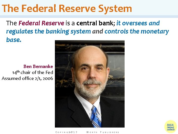 The Federal Reserve System The Federal Reserve is a central bank; it oversees and The Federal Reserve System The Federal Reserve is a central bank; it oversees and