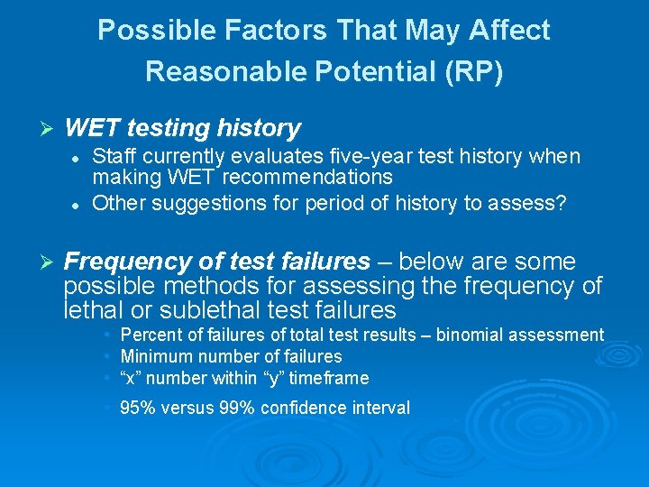 Whole Effluent Toxicity WET Testing Water Quality Standards