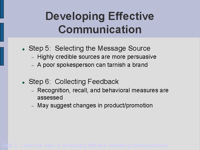 Developing Effective Communication Step 5: Selecting the Message Source Highly credible sources are more