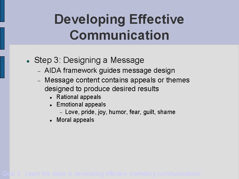 Developing Effective Communication Step 3: Designing a Message AIDA framework guides message design Message
