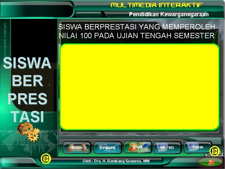 Pendidikan Kewarganegaraan SISWA BERPRESTASI YANG MEMPEROLEH NILAI 100 PADA UJIAN TENGAH SEMESTER SISWA BER