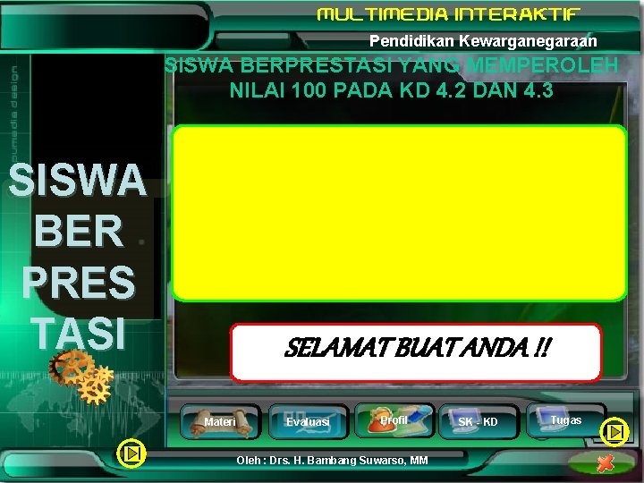 Pendidikan Kewarganegaraan SISWA BERPRESTASI YANG MEMPEROLEH NILAI 100 PADA KD 4. 2 DAN 4.