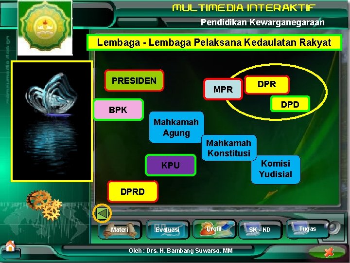 Pendidikan Kewarganegaraan Lembaga - Lembaga Pelaksana Kedaulatan Rakyat PRESIDEN DPR MPR DPD BPK Mahkamah