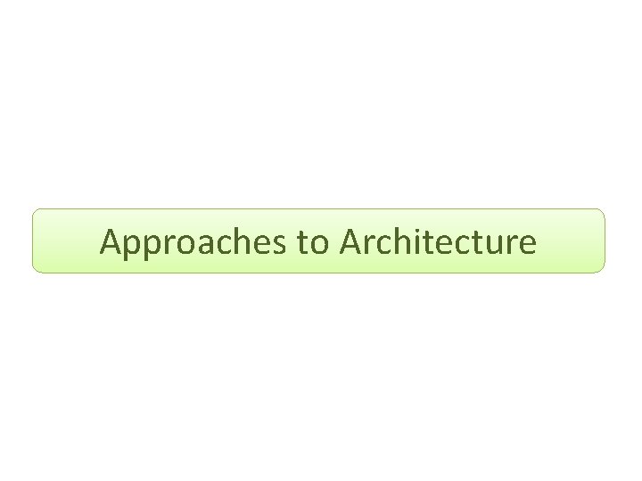 Approaches to Architecture 