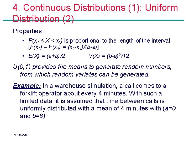 4. Continuous Distributions (1): Uniform Distribution (2) Properties • P(x 1 ≤ X < 4. Continuous Distributions (1): Uniform Distribution (2) Properties • P(x 1 ≤ X <