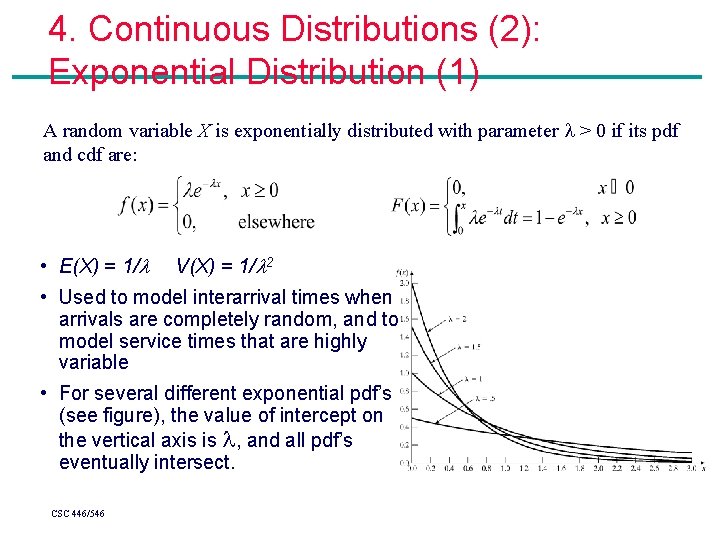4. Continuous Distributions (2): Exponential Distribution (1) A random variable X is exponentially distributed 4. Continuous Distributions (2): Exponential Distribution (1) A random variable X is exponentially distributed