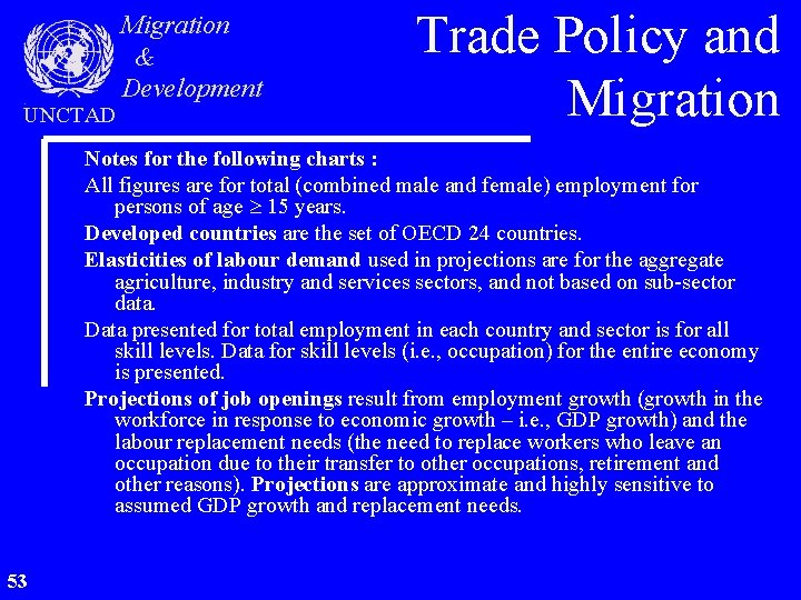 UNCTAD Migration & Development Trade Policy and Migration Notes for the following charts :