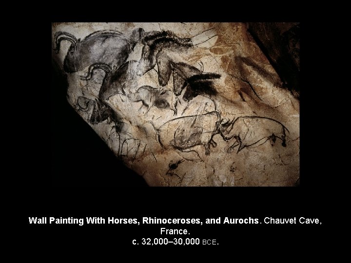 Wall Painting With Horses, Rhinoceroses, and Aurochs. Chauvet Cave, France. c. 32, 000– 30,