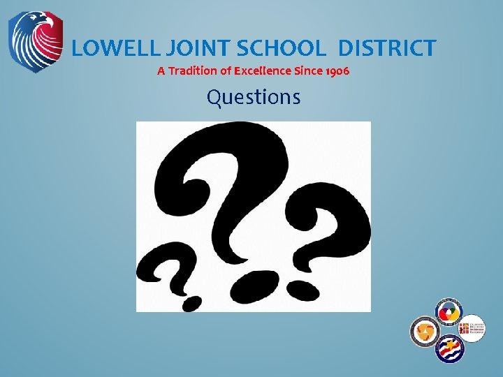 LOWELL JOINT SCHOOL DISTRICT A Tradition of Excellence Since 1906 Questions 
