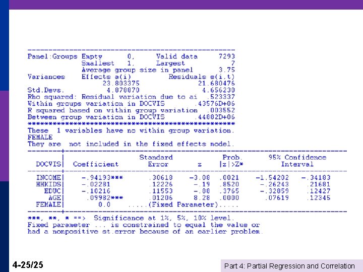 4 -25/25 Part 4: Partial Regression and Correlation 