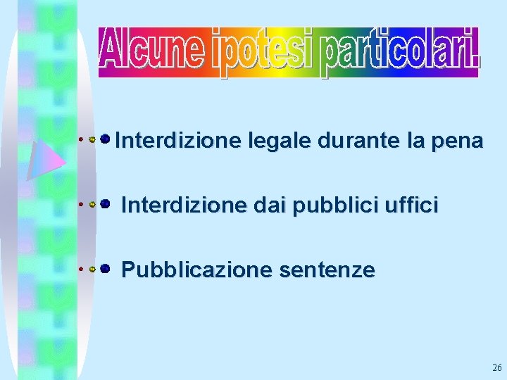 Interdizione legale durante la pena Interdizione dai pubblici uffici Pubblicazione sentenze 26 