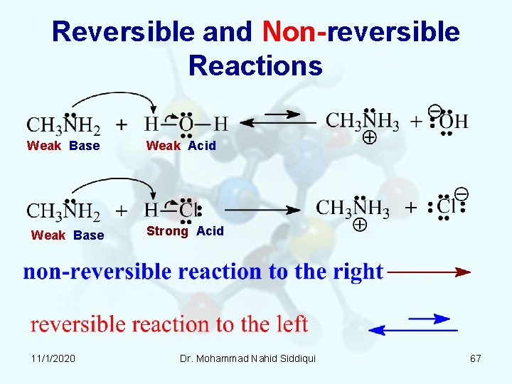 Reversible and Non-reversible Reactions Weak Base 11/1/2020 Weak Acid Strong Acid Dr. Mohammad Nahid Reversible and Non-reversible Reactions Weak Base 11/1/2020 Weak Acid Strong Acid Dr. Mohammad Nahid