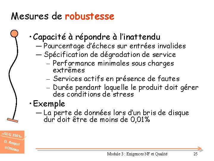 Mesures de robustesse • Capacité à répondre à l’inattendu ― Pourcentage d’échecs sur entrées