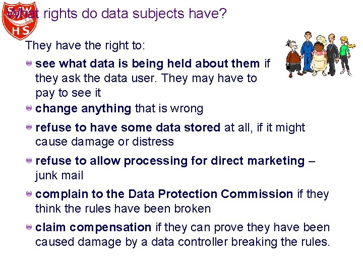 What rights do data subjects have? They have the right to: see what data