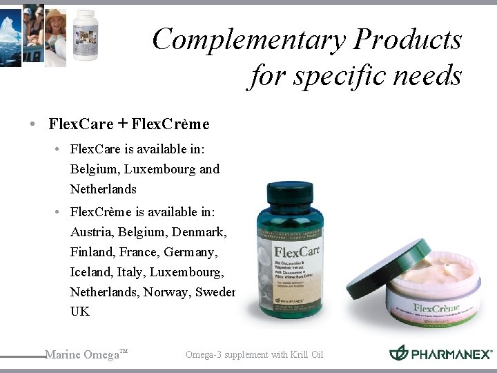 Complementary Products for specific needs • Flex. Care + Flex. Crème • Flex. Care