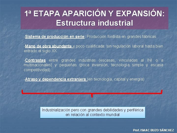 1ª ETAPA APARICIÓN Y EXPANSIÓN: Estructura industrial -Sistema de producción en serie: Producción fordista