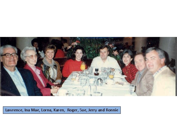 Lawrence, Ina Mae, Lorna, Karen, Roger, Sue, Jerry and Ronnie 