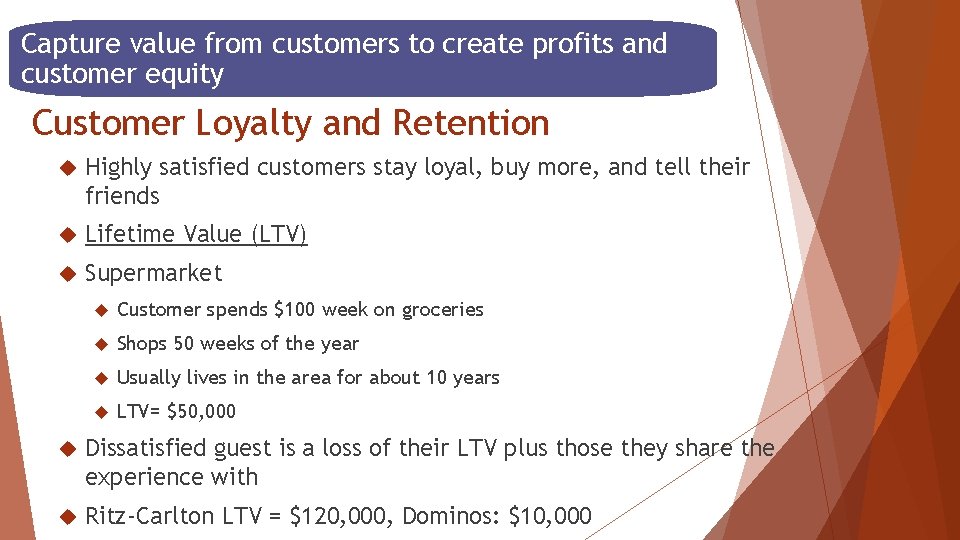 Capture value from customers to create profits and customer equity Customer Loyalty and Retention