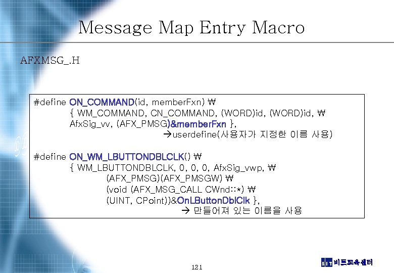 Message Map Entry Macro AFXMSG_. H #define ON_COMMAND(id, member. Fxn)  { WM_COMMAND, CN_COMMAND,