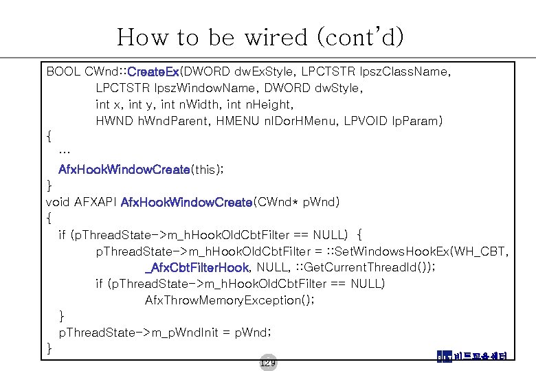 How to be wired (cont’d) BOOL CWnd: : Create. Ex(DWORD dw. Ex. Style, LPCTSTR