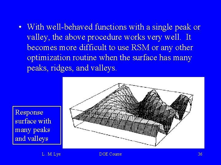  • With well-behaved functions with a single peak or valley, the above procedure