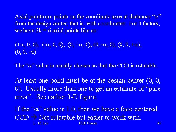 Axial points are points on the coordinate axes at distances “a” from the design