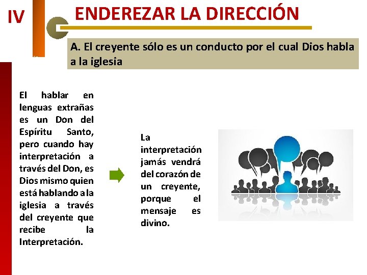 IV ENDEREZAR LA DIRECCIÓN A. El creyente sólo es un conducto por el cual IV ENDEREZAR LA DIRECCIÓN A. El creyente sólo es un conducto por el cual