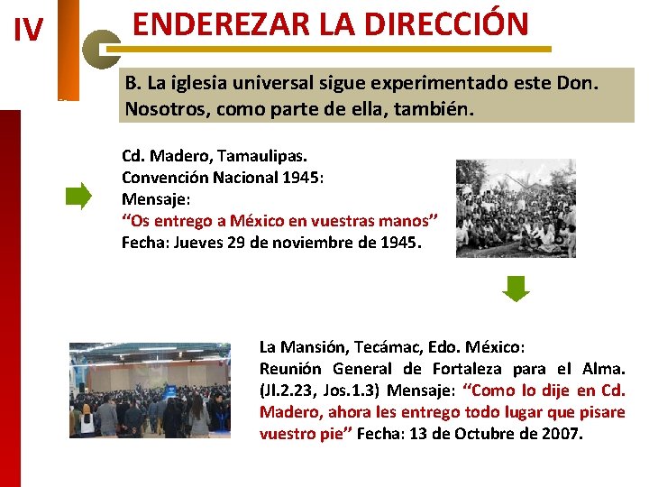 IV ENDEREZAR LA DIRECCIÓN B. La iglesia universal sigue experimentado este Don. Nosotros, como IV ENDEREZAR LA DIRECCIÓN B. La iglesia universal sigue experimentado este Don. Nosotros, como