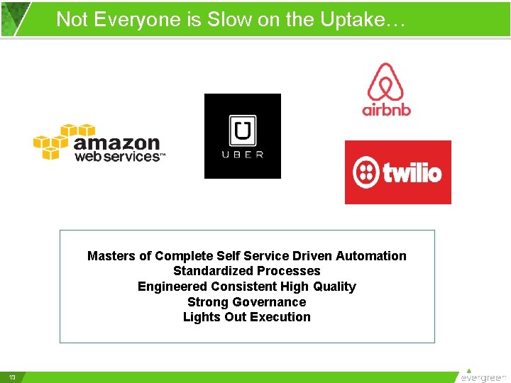 Not Everyone is Slow on the Uptake… Masters of Complete Self Service Driven Automation