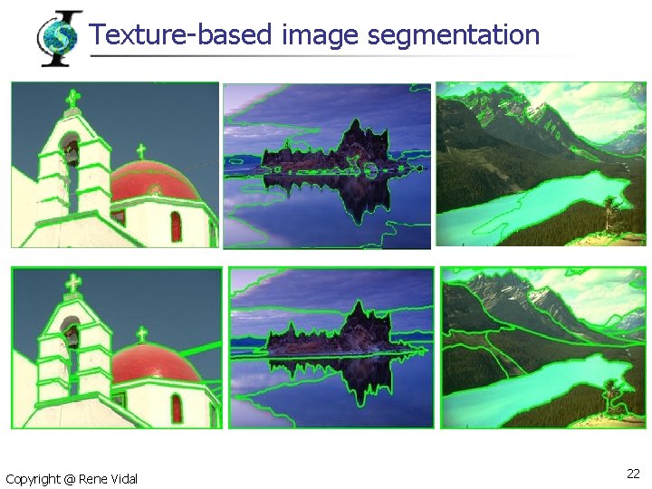 Texture-based image segmentation Copyright @ Rene Vidal 22 