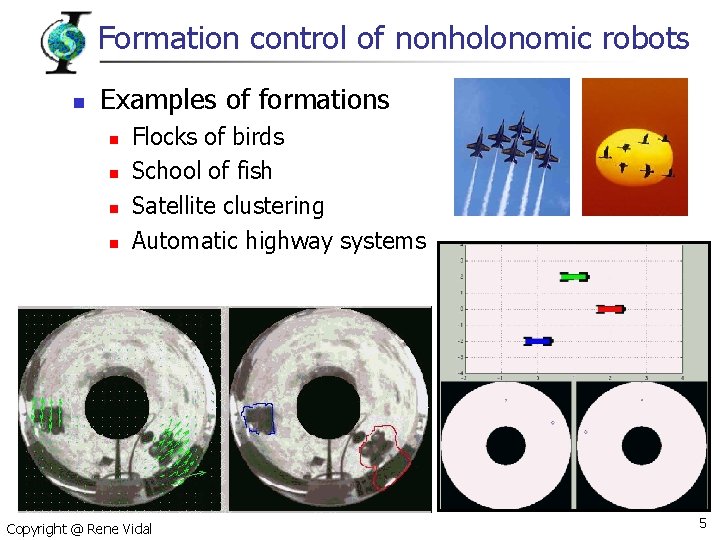 Formation control of nonholonomic robots n Examples of formations n n Flocks of birds