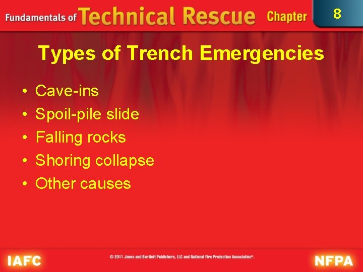 8 Types of Trench Emergencies • • • Cave-ins Spoil-pile slide Falling rocks Shoring